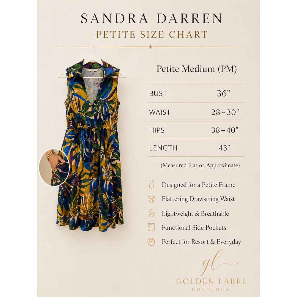 Sandra Darren Petite PM Tropical Midi Shirtdress Pockets NWT - Picture 12 of 12